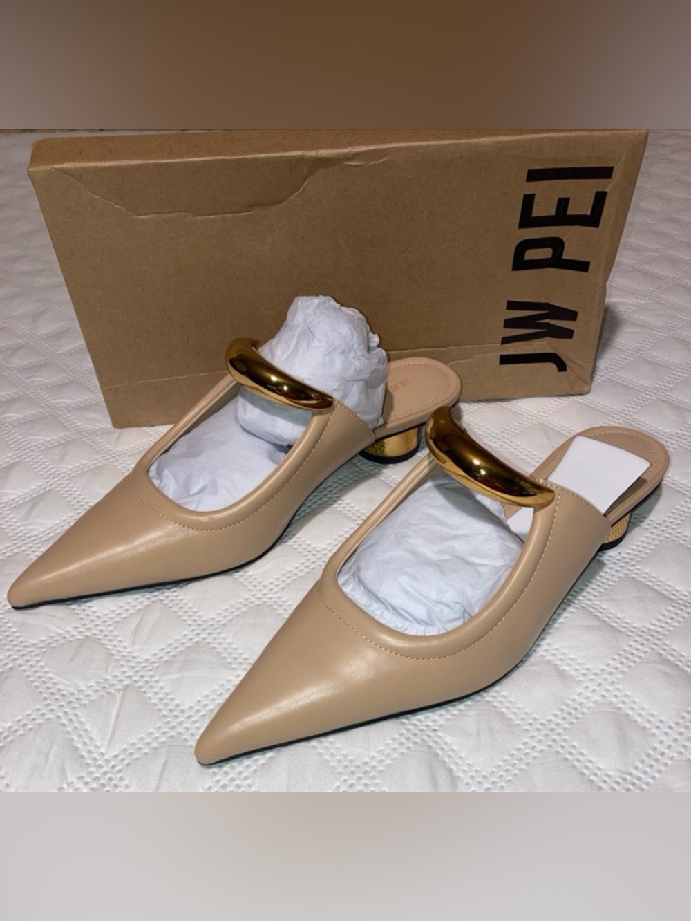 Size 9 JW PEI Women's Helena Pierced Mules (KHAKI)